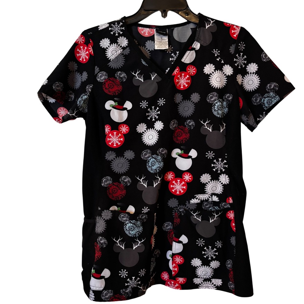 Disney Women's Scrub Small Holiday Black